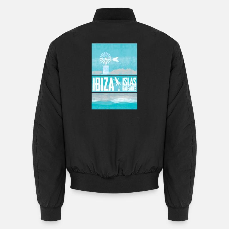 Ibiza mit Windmühle und Meeresblick Unisex Bomberjacke