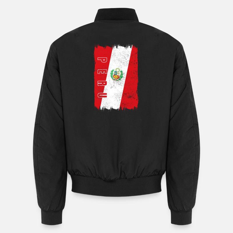 Peru Flag - Unisex Bomber Jacket - black