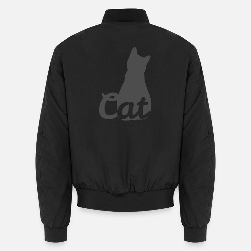 Katzen-Silhouette mit Cat-Text - Unisex Bomberjacke - Schwarz