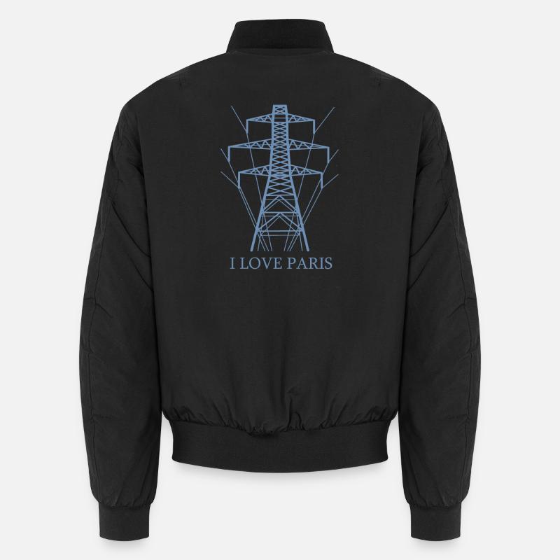 Ironisch Ich liebe Paris Eiffelturm als Strommast Unisex Bomberjacke
