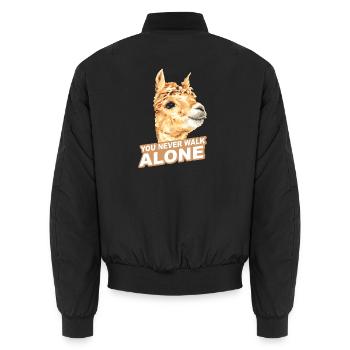 Alpaca - Unisex Bomber Jacket - black - Back - AI Model Male 185 light (185cm)