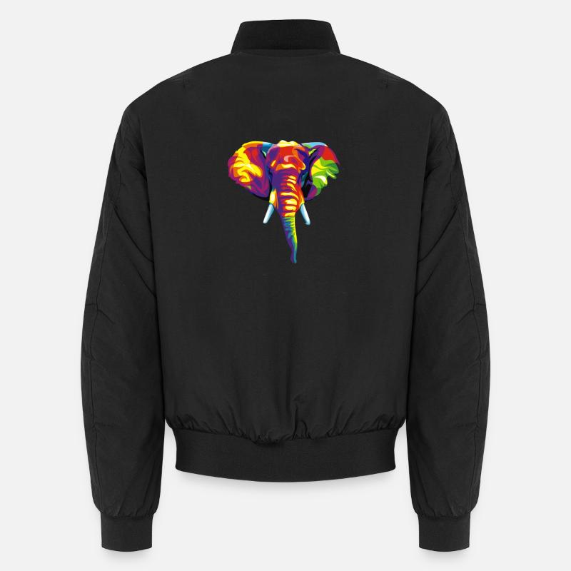 Elephant with colourful abstract motif. Unisex Bomber Jacket
