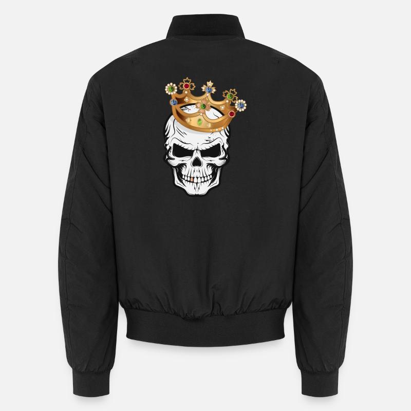 Skull,Skull,Skull with Crown and Gold Tooth Unisex Bomber Jacket