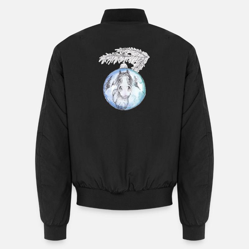 Weihnachtskugel Merry Christmas blau Pferd Unisex Bomberjacke