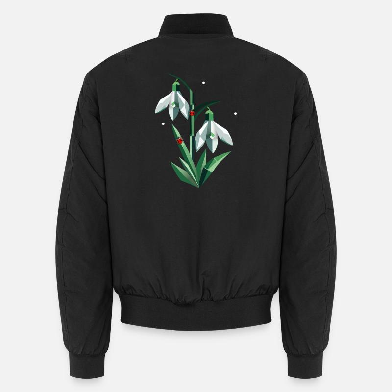 Two snowdrops with ladybugs Unisex Bomber Jacket