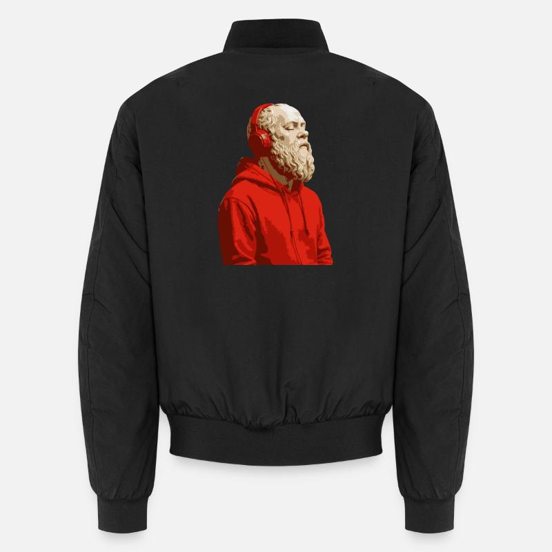 Socrate avec un sweat à capuche rouge et des écouteurs Bomber unisexe