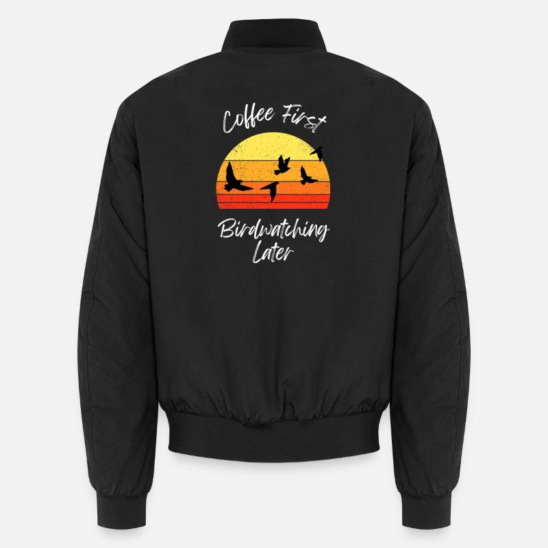 Sunset Birdwatching Scene - Unisex Bomber Jacket - black