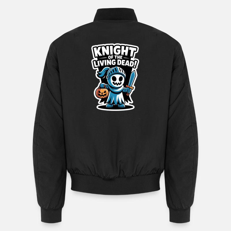 Knight Boo – Spooky Cute Halloween Ghost Sword Unisex Bomberjacke
