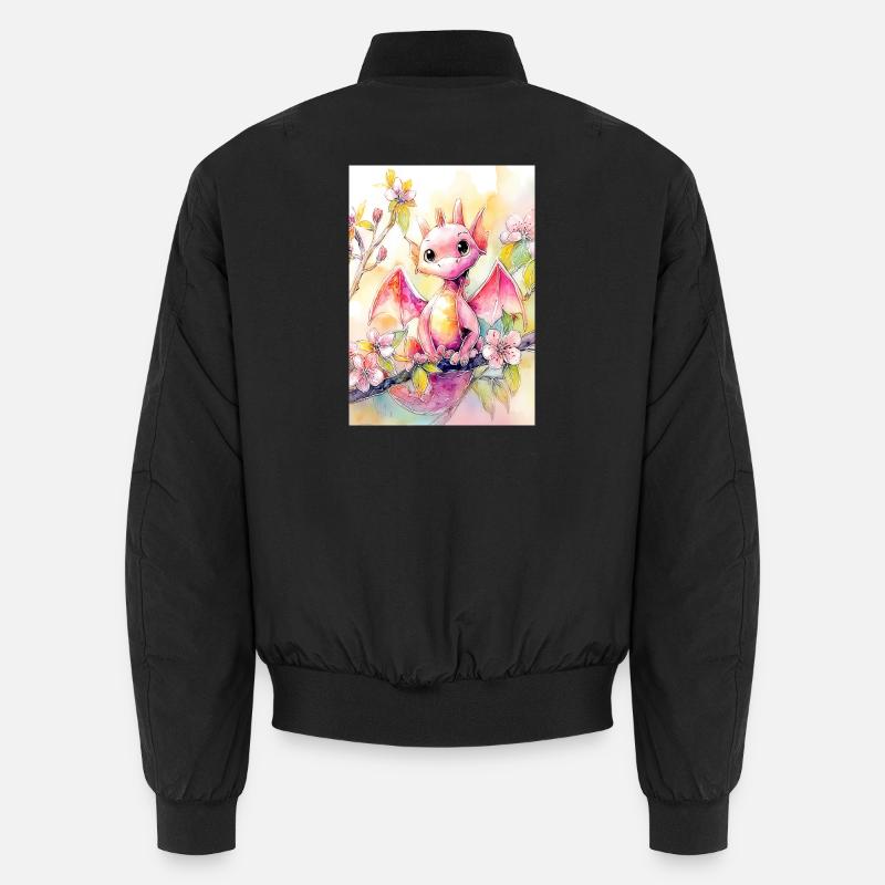 Blumen Aquarell Drache - Unisex Bomberjacke - Schwarz