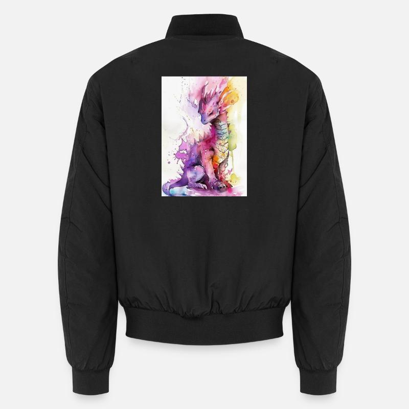 Regenbogen Aquarell Drache - Unisex Bomberjacke - Schwarz