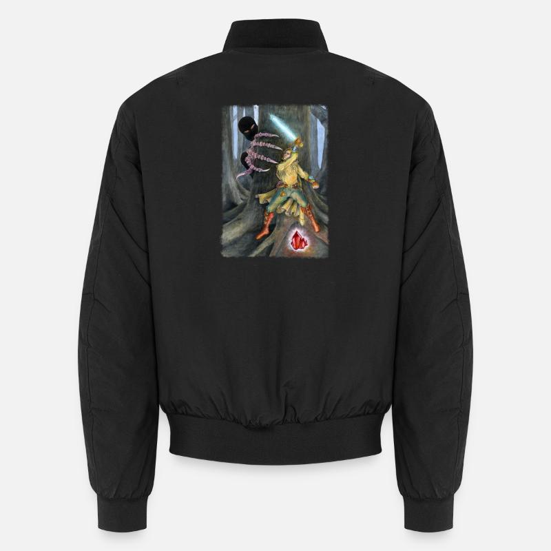 Fantasy Hero Battling Shadow Creature - Unisex Bomber Jacket - black