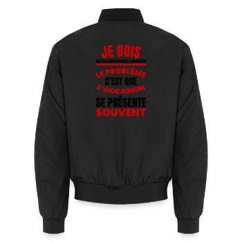 Gelegentlich trinke ich Humor-Aperitif - Unisex Bomberjacke - Schwarz - Hinten - AI Model Male 185 light (185cm)