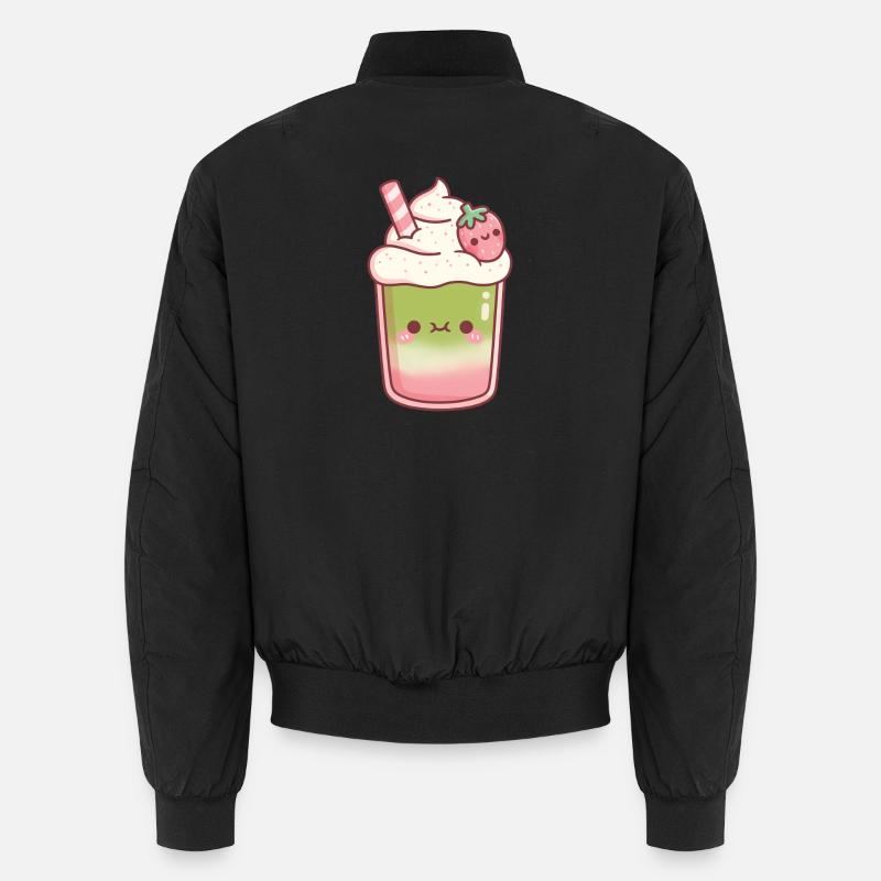 Süßer Eiskaffer Matcha Erdbeer-Latte Unisex Bomberjacke