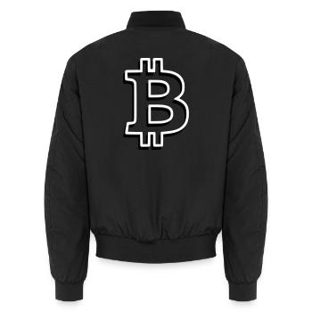 Bitcoin Logo Outline Neon Minimalistisch - Unisex Bomberjacke - Schwarz - Hinten - AI Model Male 185 light (185cm)