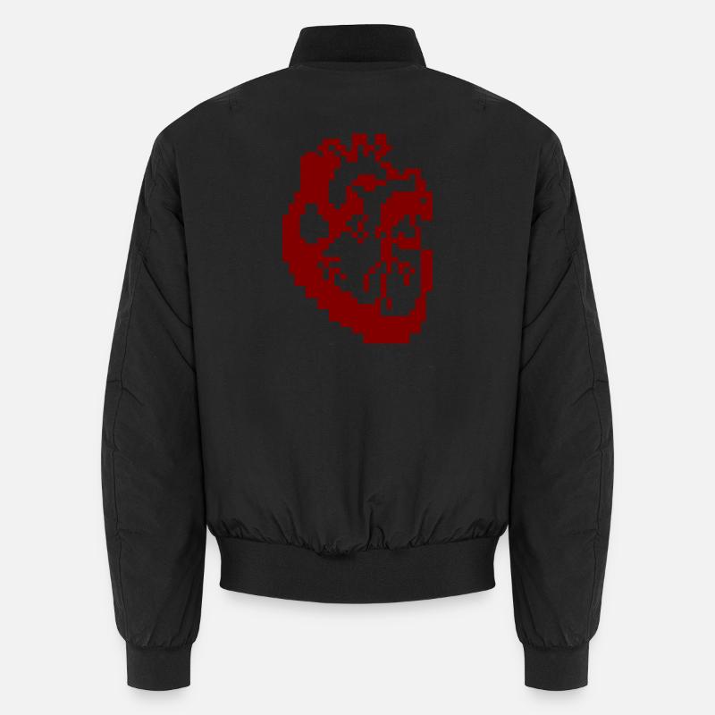 Schwarzes Herz Pixel Anatomie - Unisex Bomberjacke - Schwarz