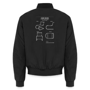 Patentskizze des Cantilever-Stuhls - Unisex Bomberjacke - Schwarz - Hinten - AI Model Male 185 light (185cm)