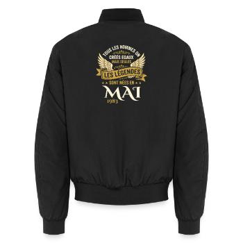 Anniversaire Mai 1983 - Bomber unisexe - noir - Dos - AI Model Male 185 light (185cm)