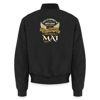 Anniversaire Mai 1984 - Bomber unisexe - noir - Dos - AI Model Male 185 light (185cm)