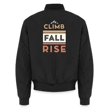 Bergaufstieg, Fall- und Aufstieg - Unisex Bomberjacke - Schwarz - Hinten - AI Model Male 185 light (185cm)