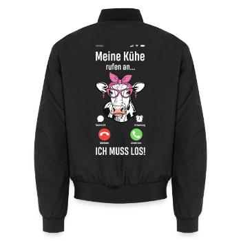 Meine Kühe Rufen An Ich Muss Los Bauer Bäuerin - Unisex Bomberjacke - Schwarz - Hinten - AI Model Male 185 light (185cm)