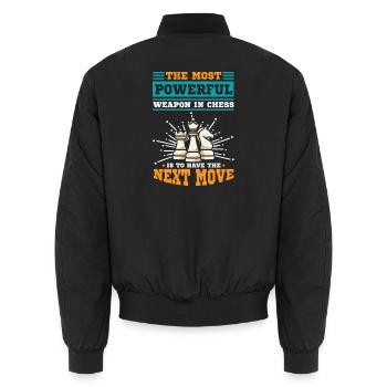 Chess Chess Player Chessboard - Unisex Bomber Jacket - black - Back - AI Model Male 185 light (185cm)