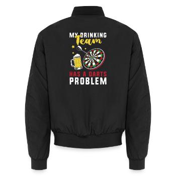 Dart Dartboard Dartpfeil - Unisex Bomber Jacket - black - Back - AI Model Male 185 light (185cm)
