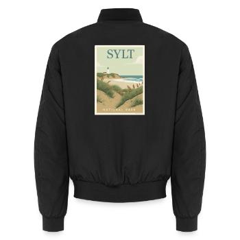 Sylt Vintage Poster | Nordsee Deutschland - Unisex Bomberjacke - Schwarz - Hinten - AI Model Male 185 light (185cm)