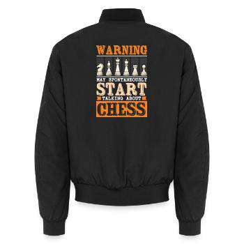 Chess Chess Player Chessboard - Unisex Bomber Jacket - black - Back - AI Model Male 185 light (185cm)