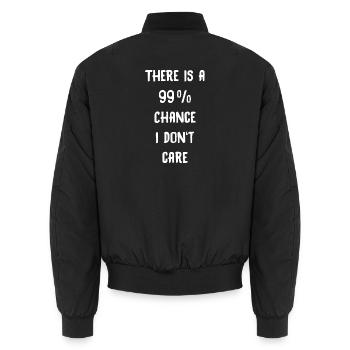 99 percent doesn't care saying - Unisex Bomber Jacket - black - Back - AI Model Male 185 light (185cm)