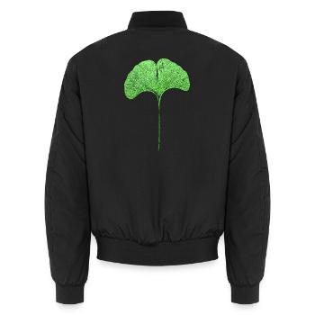 Gingko Blatt - Unisex Bomberjacke - Schwarz - Hinten - AI Model Male 185 light (185cm)