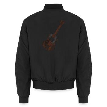 Gitarre Wortwolke - Rock & Roll Fingerpicking - Unisex Bomberjacke - Schwarz - Hinten - AI Model Male 185 light (185cm)