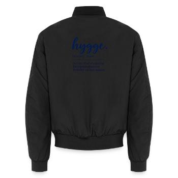 hygge - Definition - Dänemark - Denmark - Unisex Bomberjacke - Schwarz - Hinten - AI Model Male 185 light (185cm)
