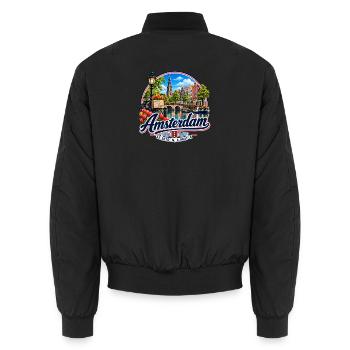 Amsterdam - Niederlande - Nederland - Holland - Unisex Bomberjacke - Schwarz - Hinten - AI Model Male 185 light (185cm)