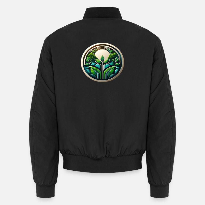 Eco Tech Logo Nature and Digitization Unisex Bomber Jacket