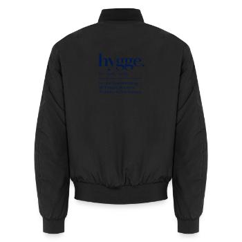 hygge - Definition - Dänemark - Denmark - Unisex Bomberjacke - Schwarz - Hinten - AI Model Male 185 light (185cm)