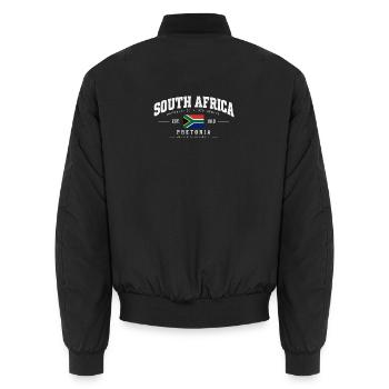 Südafrika - South Africa - Pretoria - Koordinaten - Unisex Bomberjacke - Schwarz - Hinten - AI Model Male 185 light (185cm)