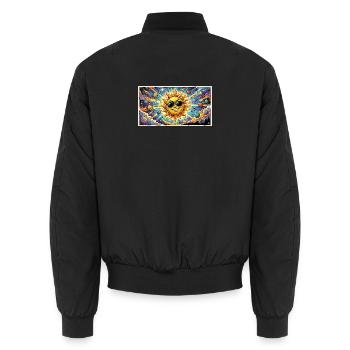 Sonne mit Sonnenbrille im Kosmos - Unisex Bomberjacke - Schwarz - Hinten - AI Model Male 185 light (185cm)