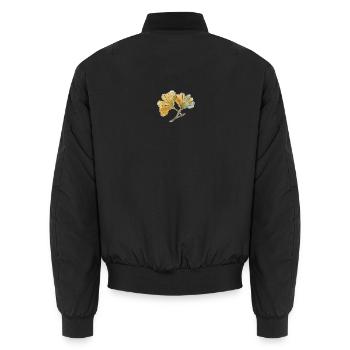 Ginkgo Wasserfarben Blätter Duo - Unisex Bomberjacke - Schwarz - Hinten - AI Model Male 185 light (185cm)