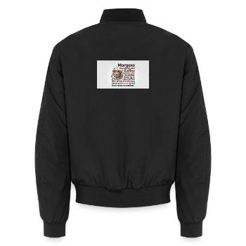 Kaffee Morgen Spruch Illustration - Unisex Bomberjacke - Schwarz - Hinten - AI Model Male 185 light (185cm)