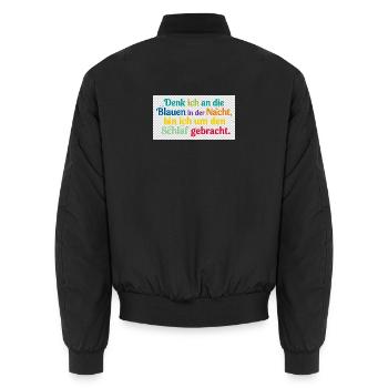 Bunte Nachtgedanken Schlafzitat - Unisex Bomberjacke - Schwarz - Hinten - AI Model Male 185 light (185cm)