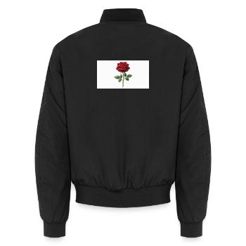 Rote Rose mit Tau-Tropfen - Unisex Bomberjacke - Schwarz - Hinten - AI Model Male 185 light (185cm)