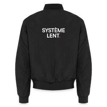 Système lent humour fatigue travail - Bomber unisexe - noir - Dos - AI Model Male 185 light (185cm)