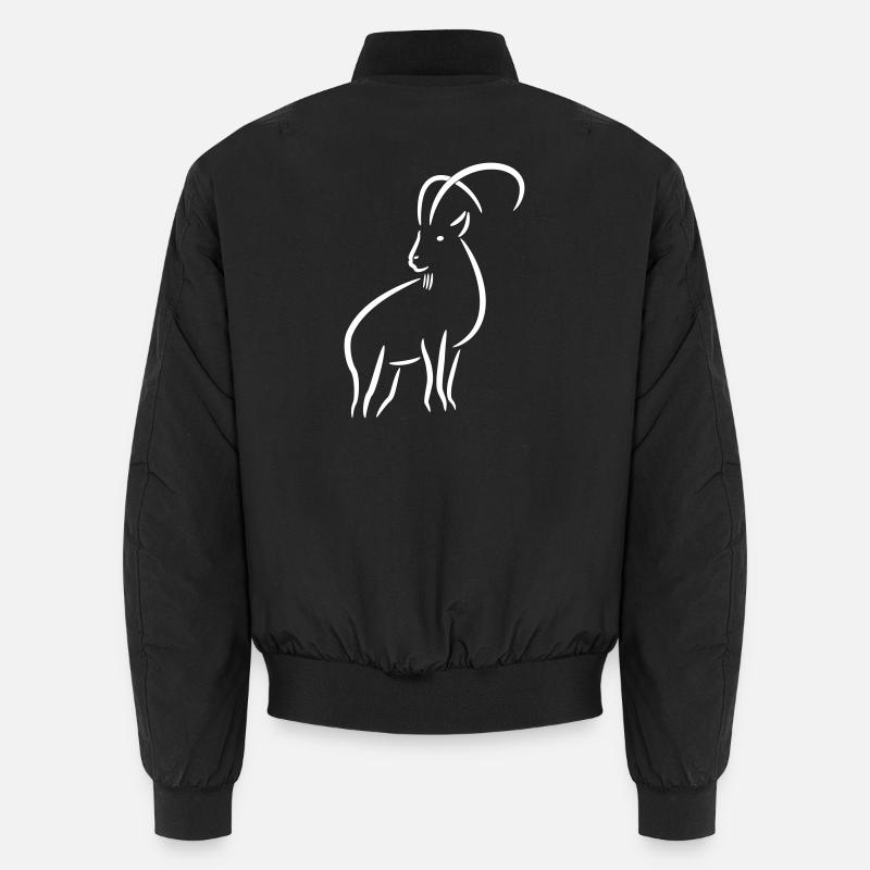 Steinbock Strichzeichnung - Unisex Bomberjacke - Schwarz