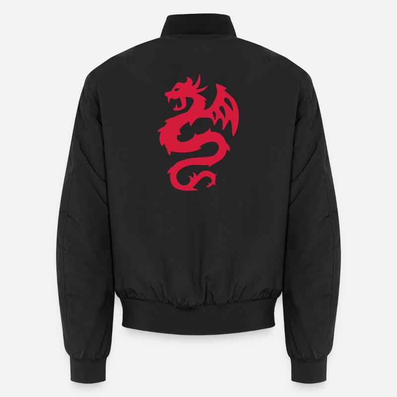 Fire Dragon Silhouette Print - Unisex Bomber Jacket - black