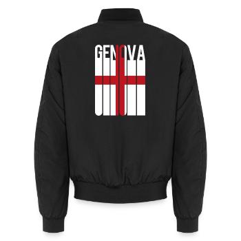 Flagge von Genua Genua Gens Génova - Unisex Bomberjacke - Schwarz - Hinten - AI Model Male 185 light (185cm)