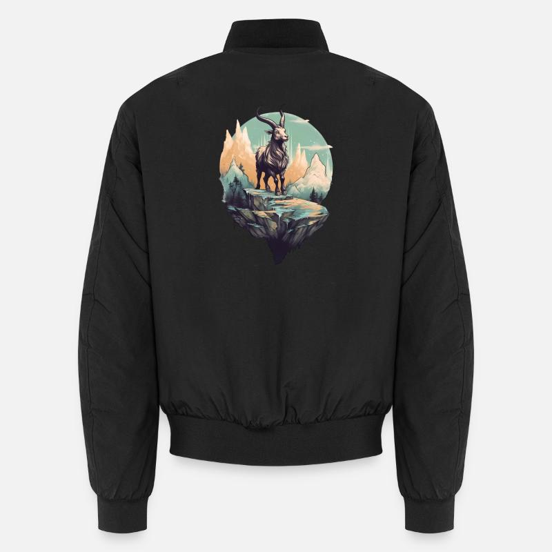 Mythical mountain goat on Flyerfelsen - Unisex Bomber Jacket - black