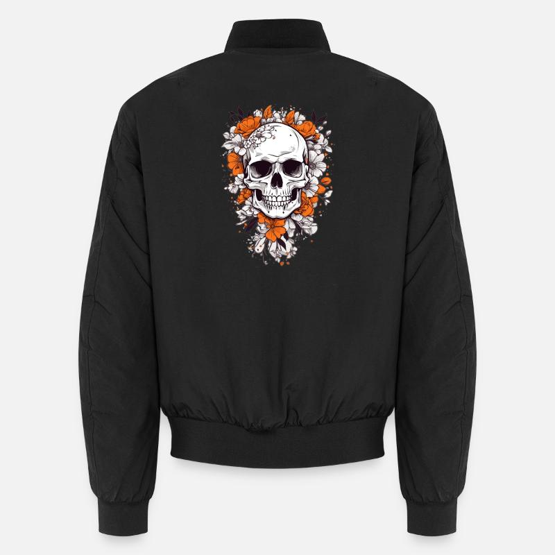 Totenkopf mit Blumen Unisex Bomberjacke