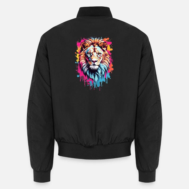 Bunter Löwenkopf - Unisex Bomberjacke - Schwarz