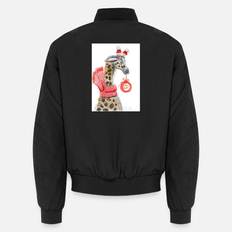 Fröhlicher Giraffe Weihnachtsgruß - Unisex Bomberjacke - Schwarz