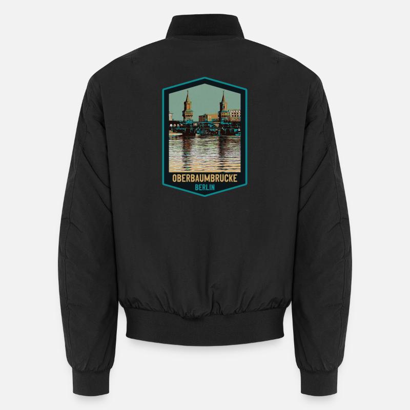 Illustration Oberbaum Bridge, Berlin - Unisex Bomber Jacket - black
